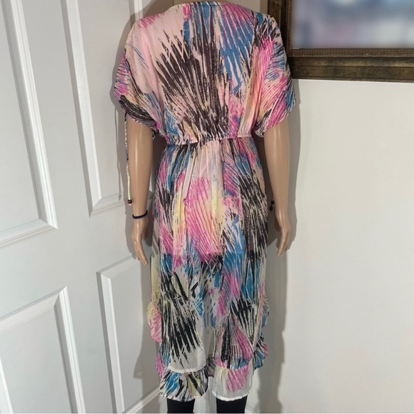 Shoreline Splash of Color Tropical Print With V Neck - Layered Summer Dress - Picture 3 of 6